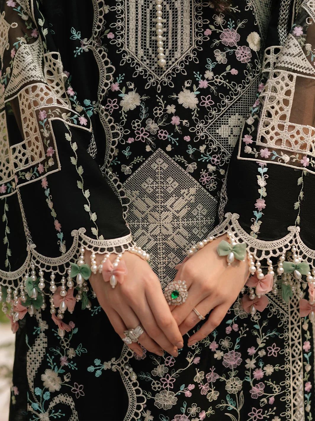 Dhanak-3PC Embroidered Shirt with Organza Embroidered Dupatta - 6116