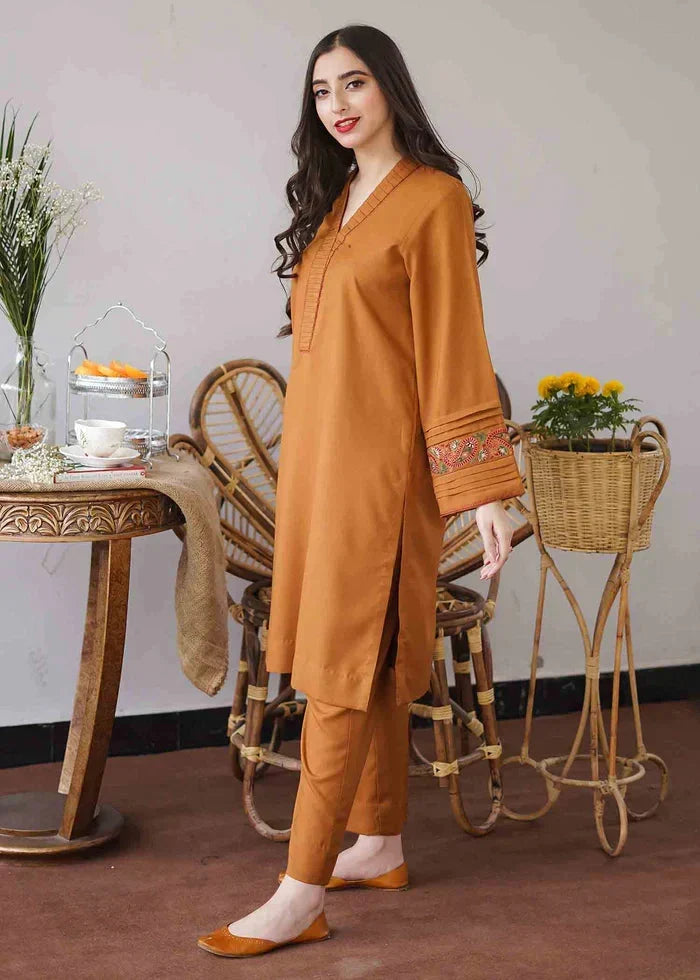 Dhanak-3PC Embroidered Shirt with Dhanak Embroidered Shawl - 889