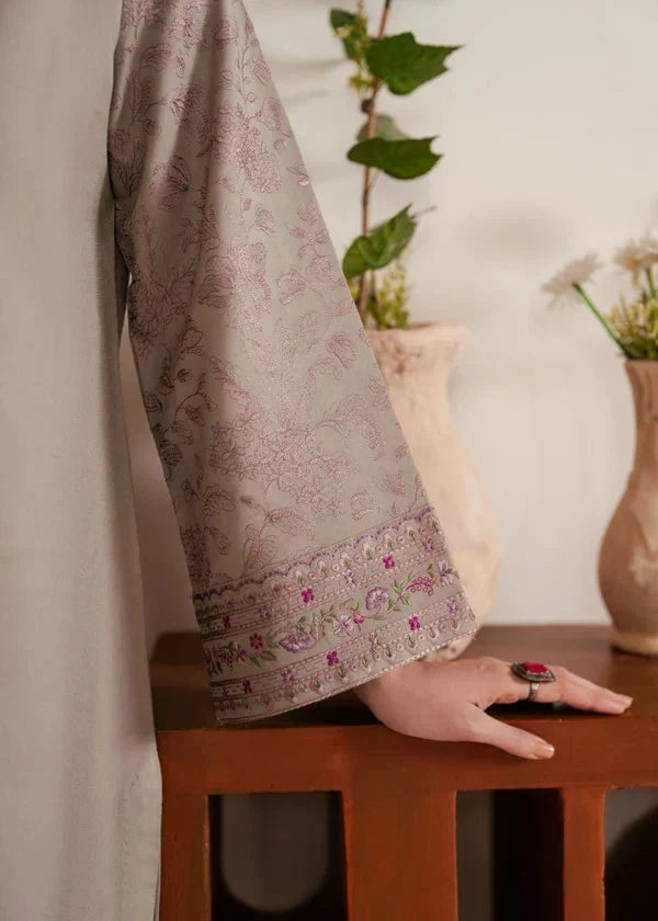Dhanak-3PC Embroidered Shirt with Digital Printed Wool Shawl - 6444