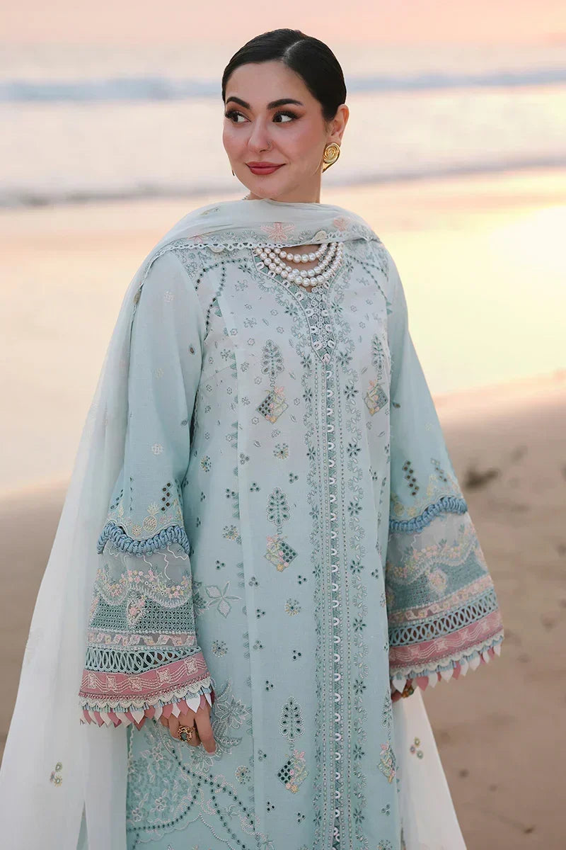 Dhanak-3PC Chikankari Embroidered Shirt with Khadi Net Embroidered Dupatta - 6220