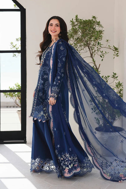 Dhanak-3PC Embroidered Shirt with Khadi Net Embroidered Dupatta - 6222
