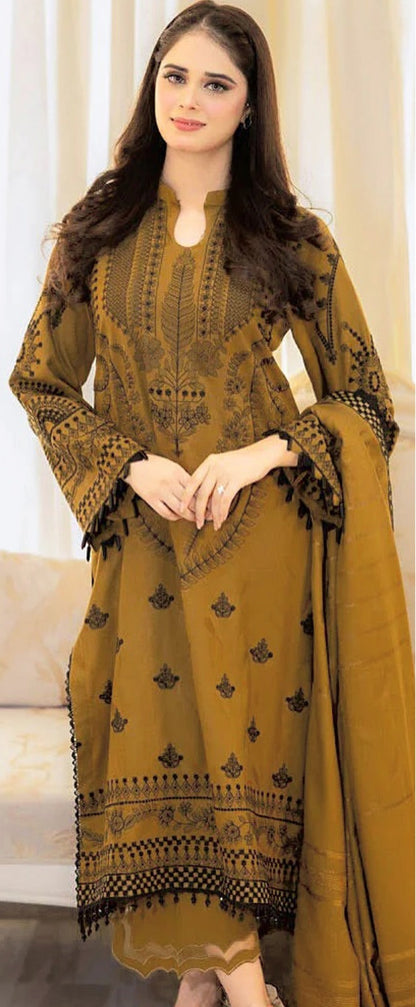 UNSTITCHED 3PC DHANAK EMBROIDERED SUIT