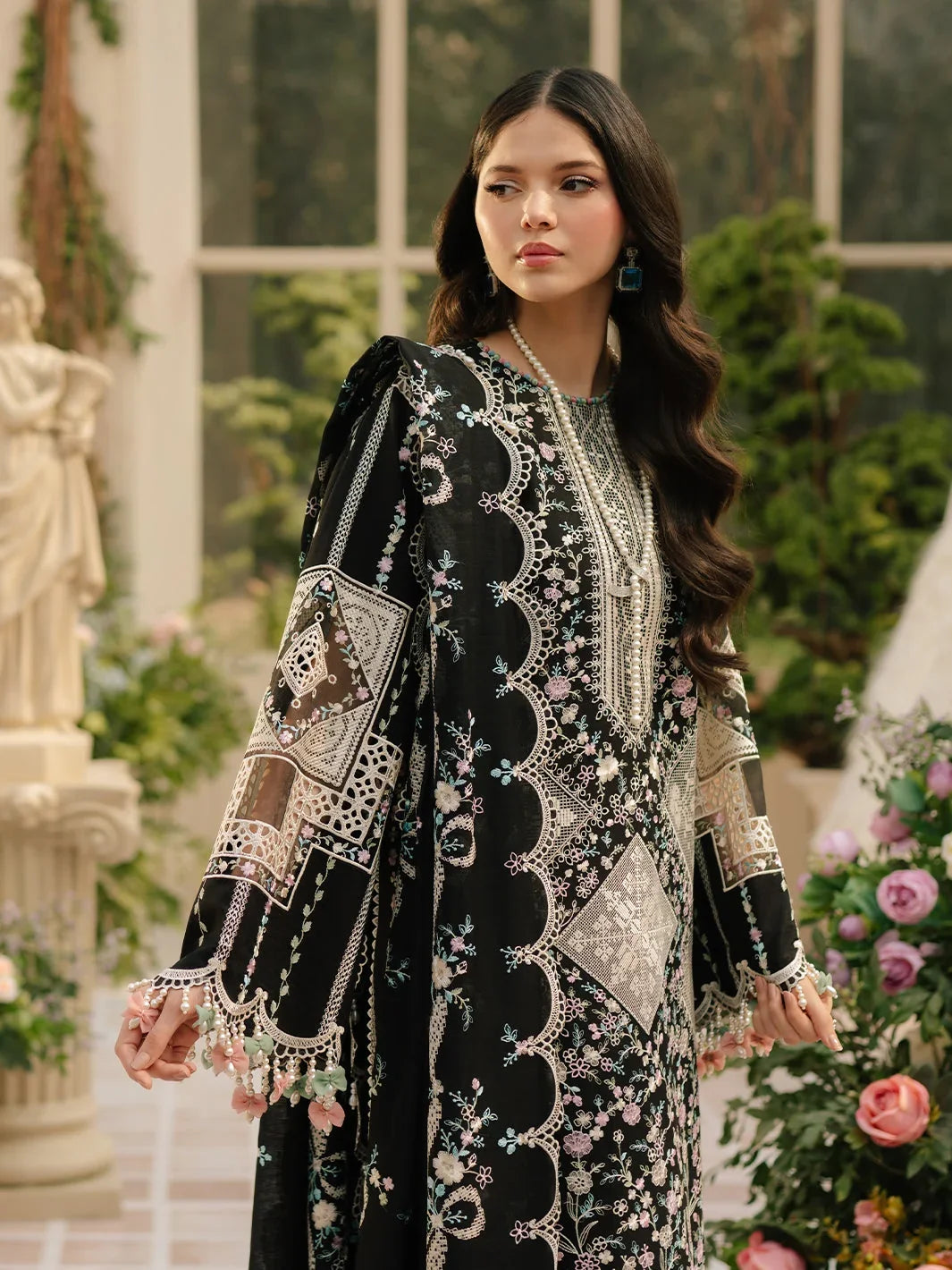 Dhanak-3PC Embroidered Shirt with Organza Embroidered Dupatta - 6116