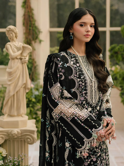 Dhanak-3PC Embroidered Shirt with Organza Embroidered Dupatta - 6116