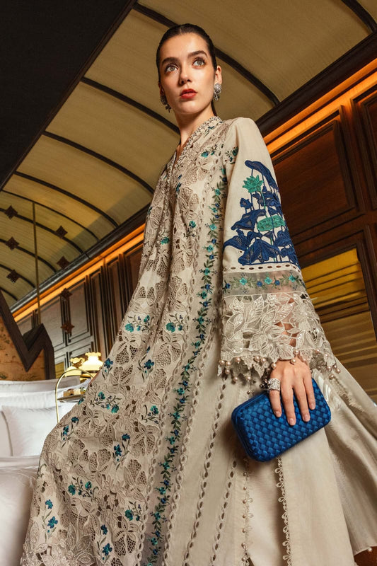 Dhanak-3PC Embroidered Shirt with Dhanak Embroidered Dupatta