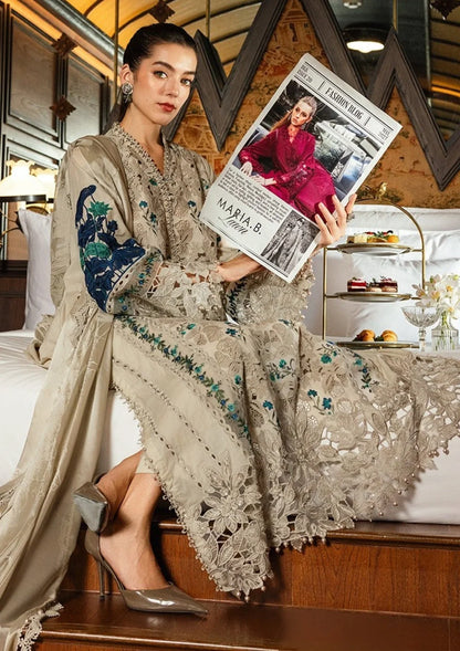 Dhanak-3PC Embroidered Shirt with Silk Embroiderd Dupatta - 6359