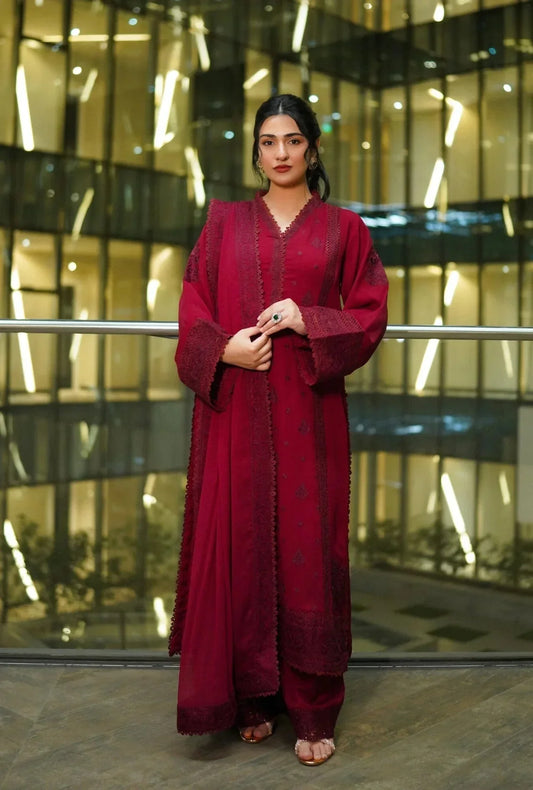 SARAH KHAN IN RUBY Red