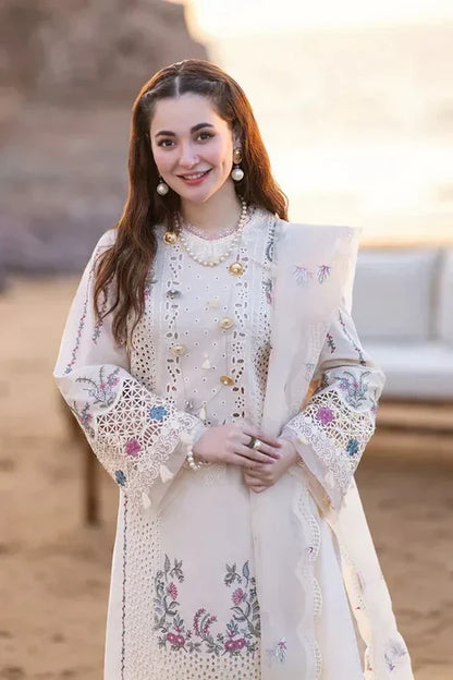 Dhanak-3PC Embroidered Shirt with Khadi Net Embroidered Dupatta - 3115