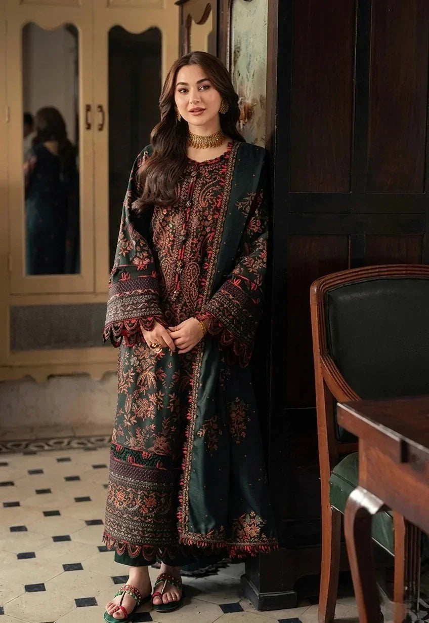 3PC LAWN EMBROIDERED SHIRT WITH ORGANZA EMBROIDERED DUPATTA