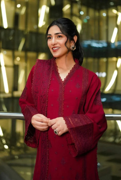 SARAH KHAN IN RUBY Red