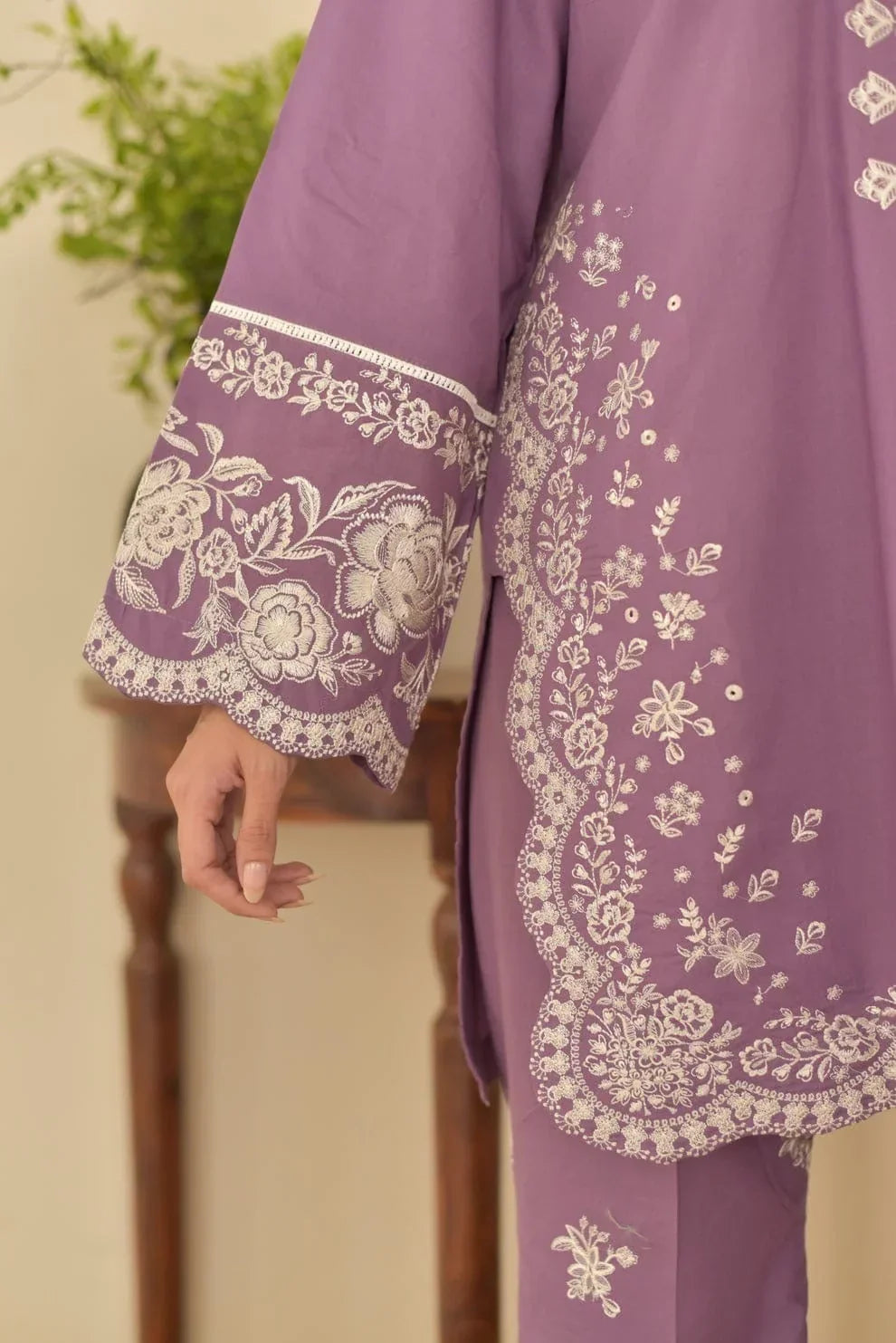 EMBROIDERED 3PC LAWN DRESS WITH PRINTED CHIFFON DUPATTA