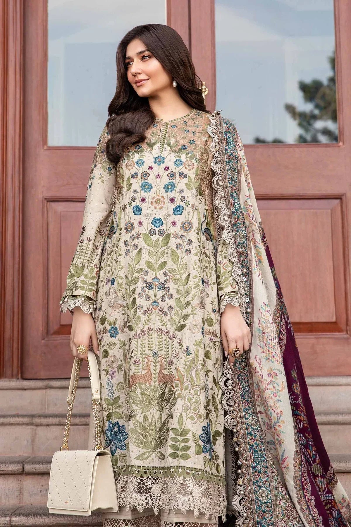 Dhanak-3PC Sequence Embroidered Shirt with Digital Printed Shawl - 3391