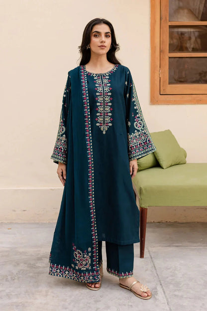 3PC UNSTITCHED DHANAK EMBROIDERED SUIT ZE-1002