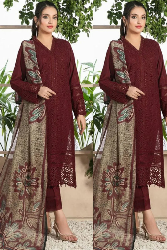 SUMMER ELEGANCE 3PC EMBROIDERED LAWN SUIT