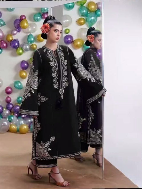 3PC UNSTITCHED DHANAK EMBROIDERED SHIRT WITH DHANAK SHAWL EMBROIDERED DUPATTA