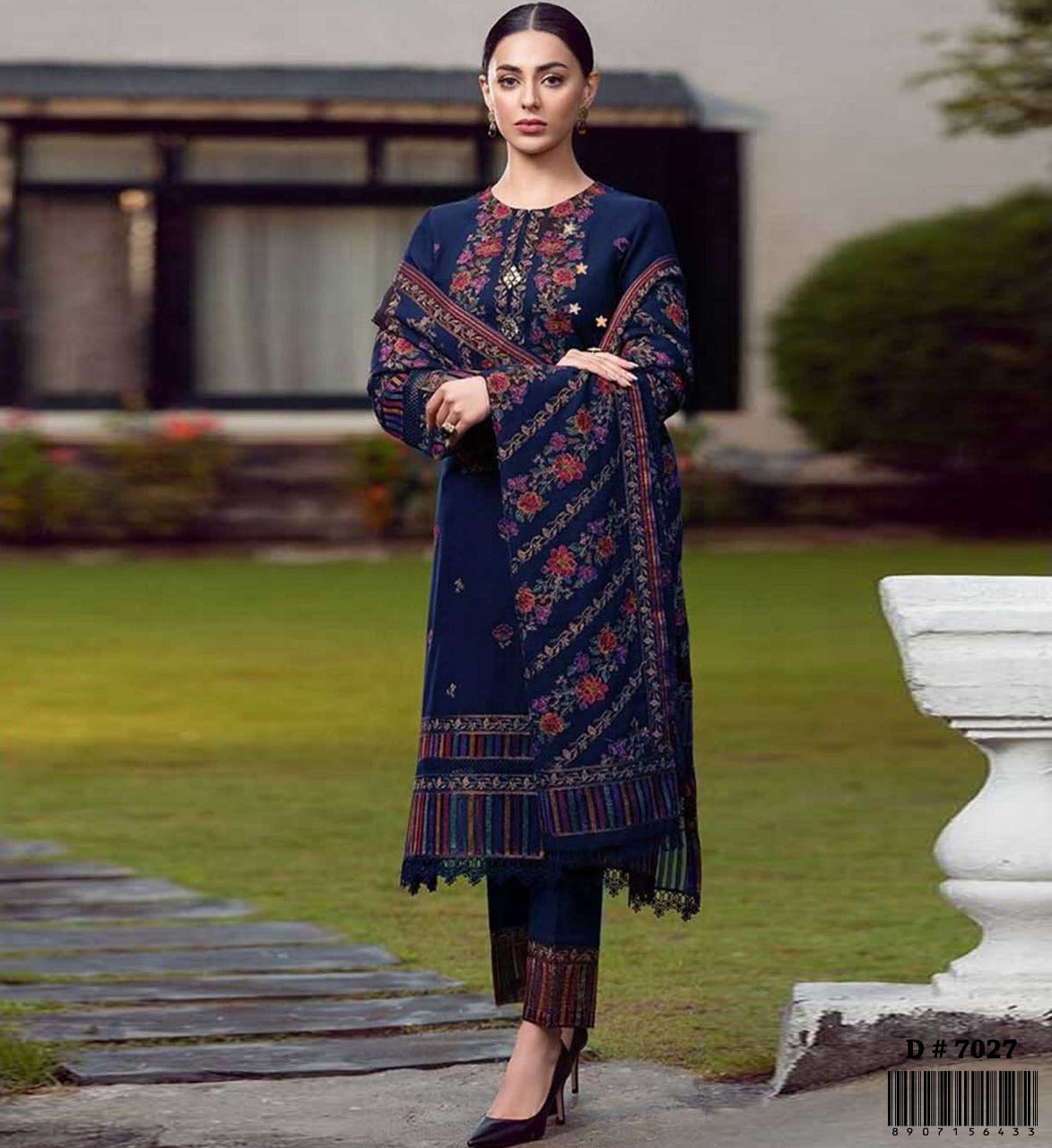 Dhanak 3PC unstitched Embroidered suit