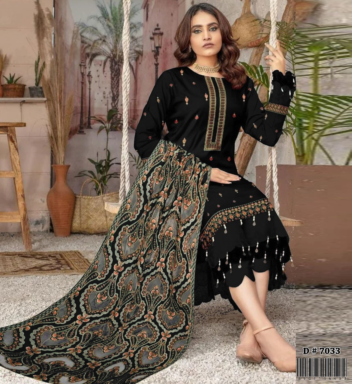 Dhanak 3PC unstitched Embroidered suit