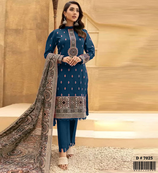 Dhanak 3PC unstitched Embroidered suit