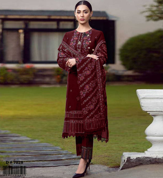 Dhanak 3PC unstitched Embroidered suit