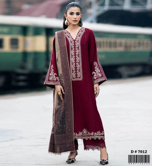 Dhanak 3PC unstitched Embroidered suit