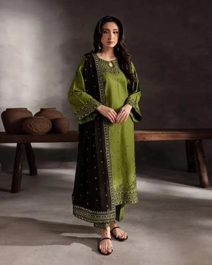 MAJESTIC EMBROIDERED 3PC LAWN SUIT