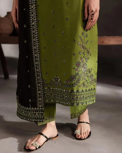 MAJESTIC EMBROIDERED 3PC LAWN SUIT